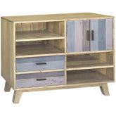 Corso Italy Mango Wood Grey Modern Sideboard Buffet Shelves 110x45x85cm